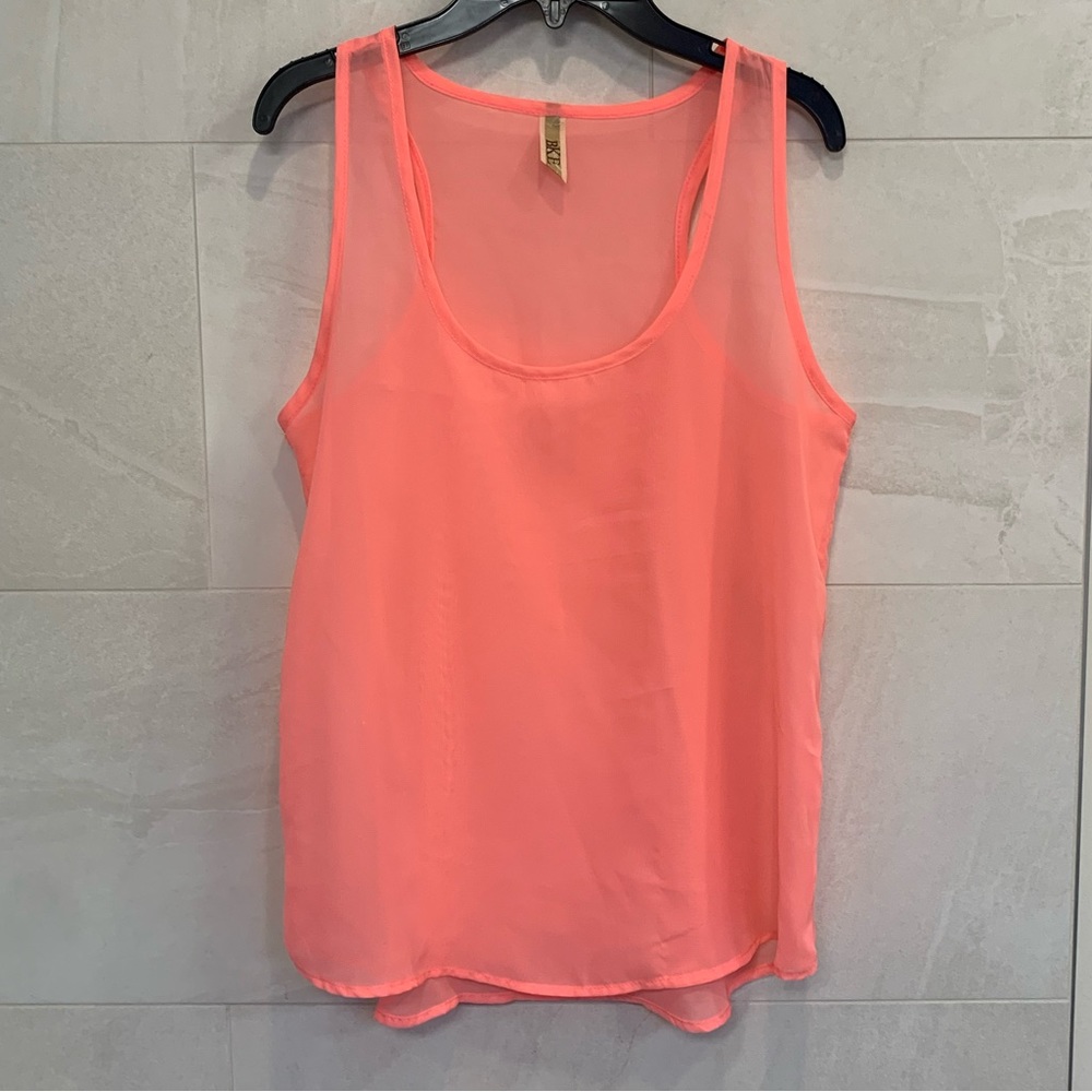 BKE sheer pink tank top